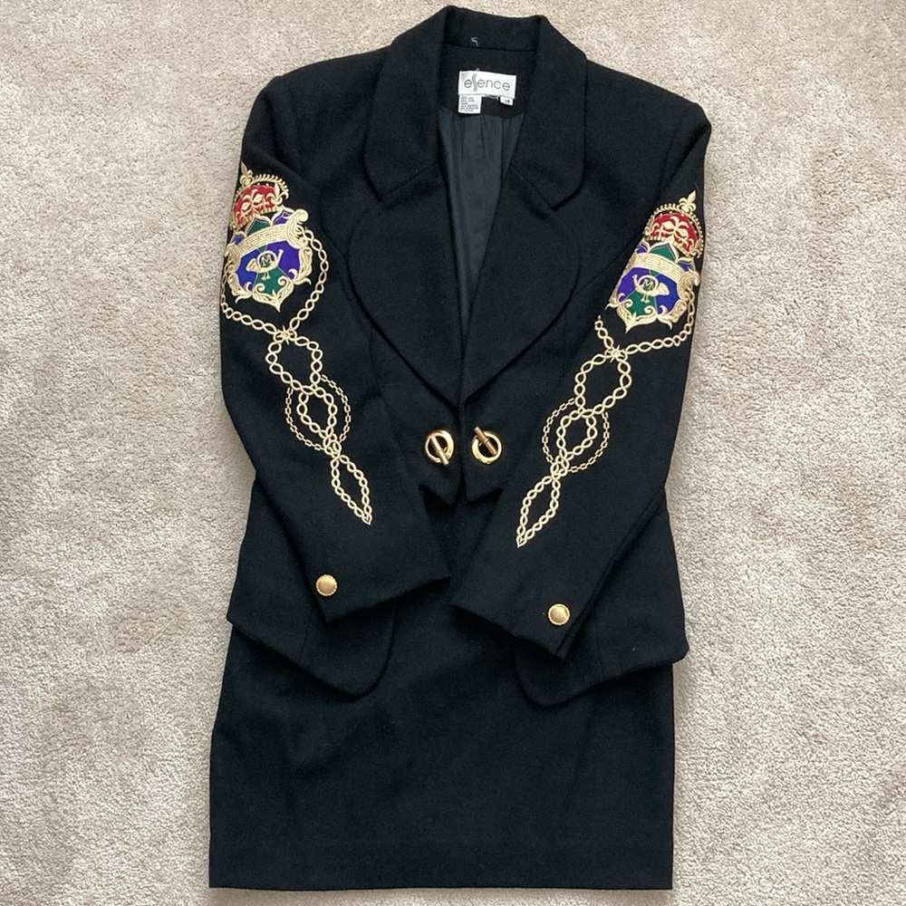 Vintage Fully Lined Black Wool Suit, size 38